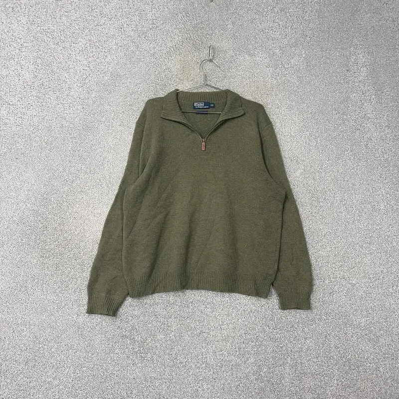 Polo Lambswool Vintage Khaki Vahn Zip-Up Knit XXL