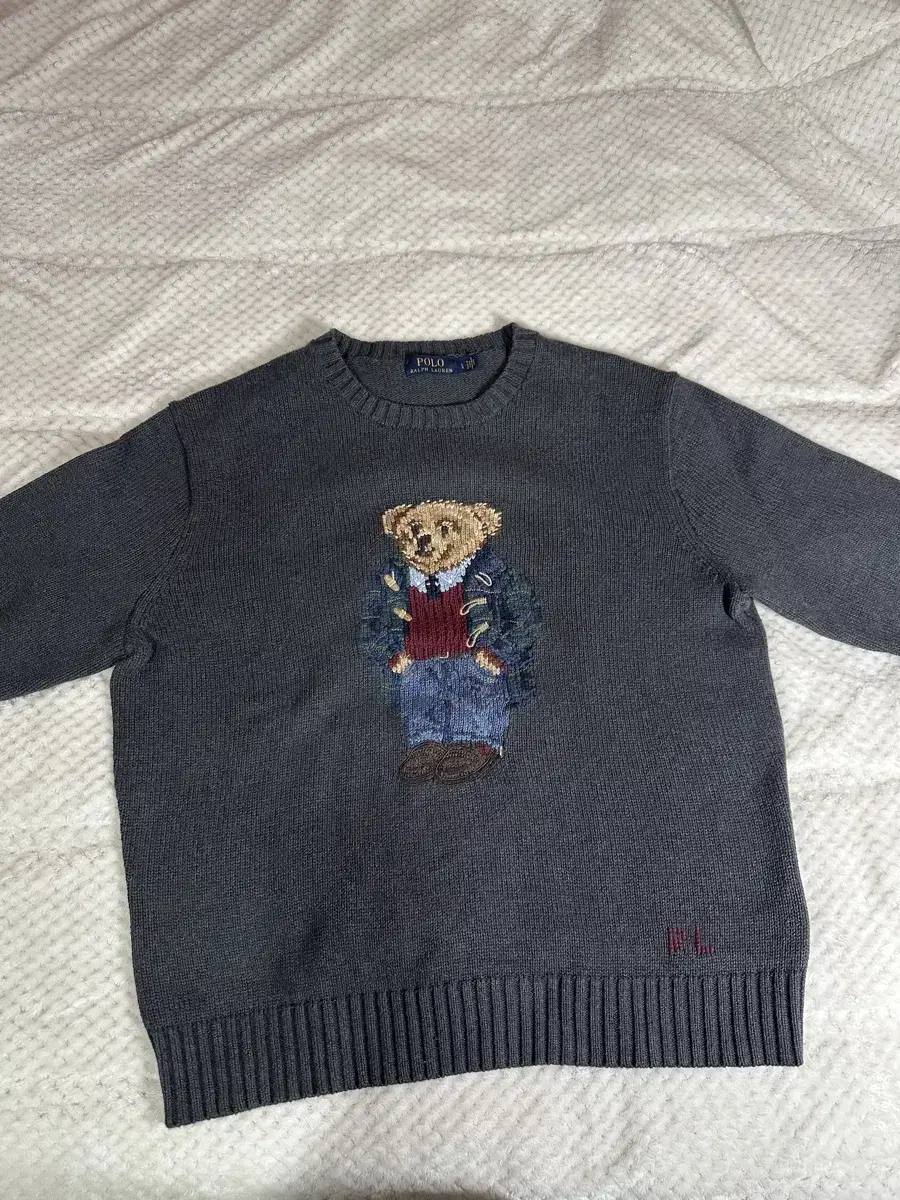 (Adult L, with shorts)Polo Ralph Lauren Bear Knit Charcoal