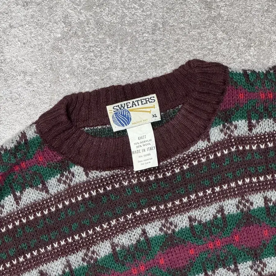 XL/ Vintage Fair Isle Wool Sweater/ N15