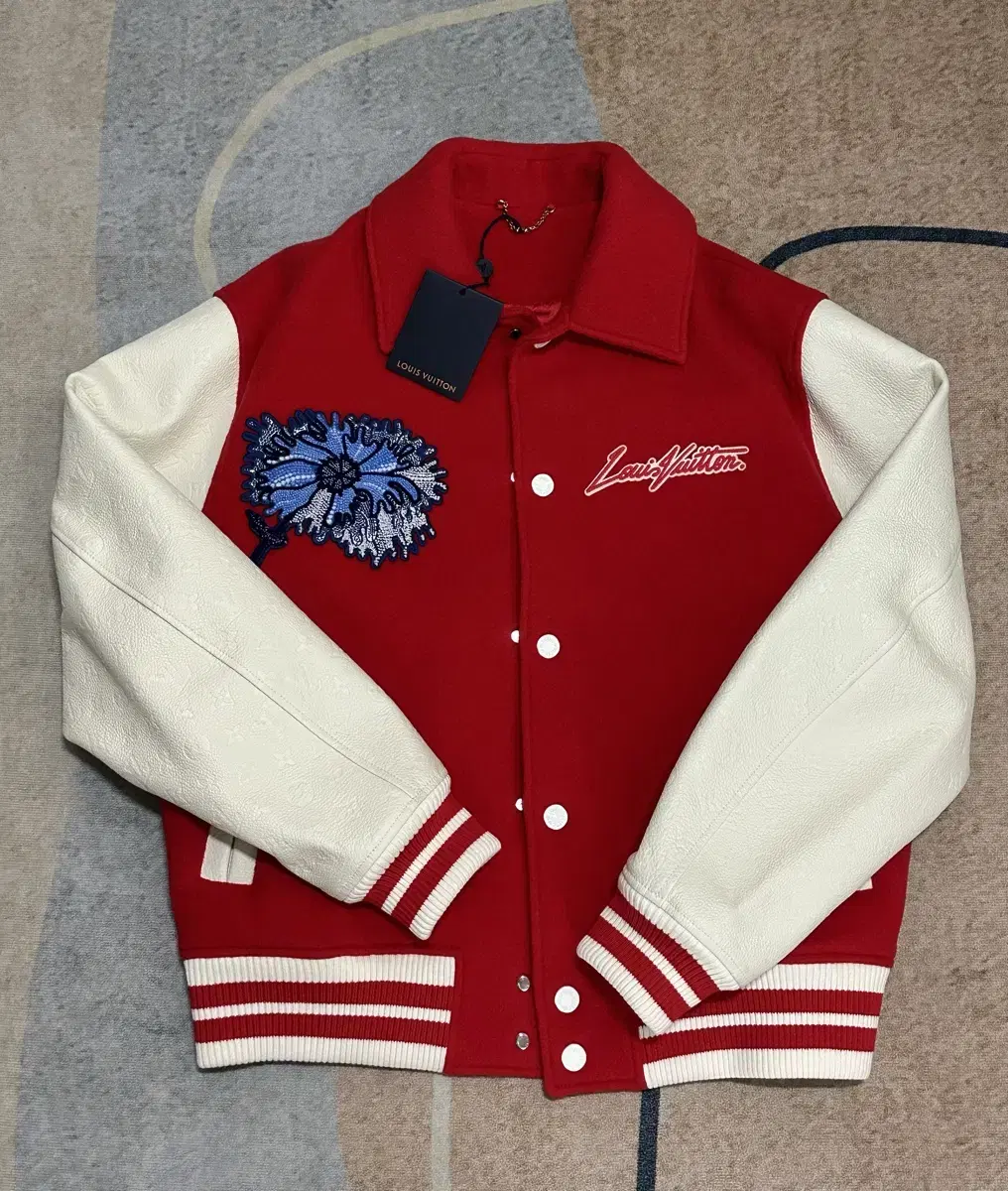 [48] Louis Vuitton x Kusamayoi Flower Embroidered Varsity Jacket