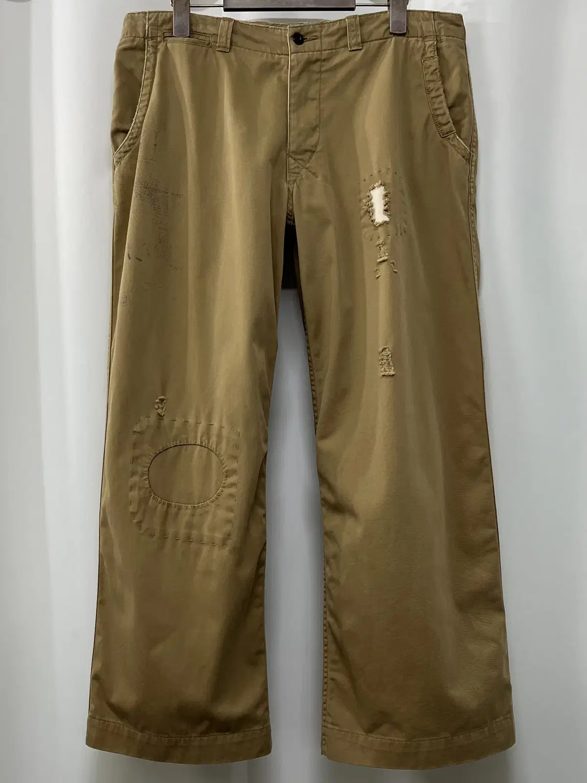 Polo Ralph Lauren Tan Beige Cinchback Repair Wide Chino Pants Double RRL