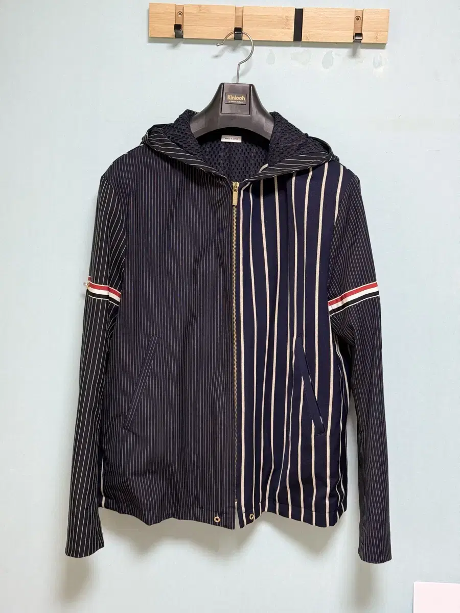 Thom Browne Striped Three-Wire Tricolor Hooded Jacket