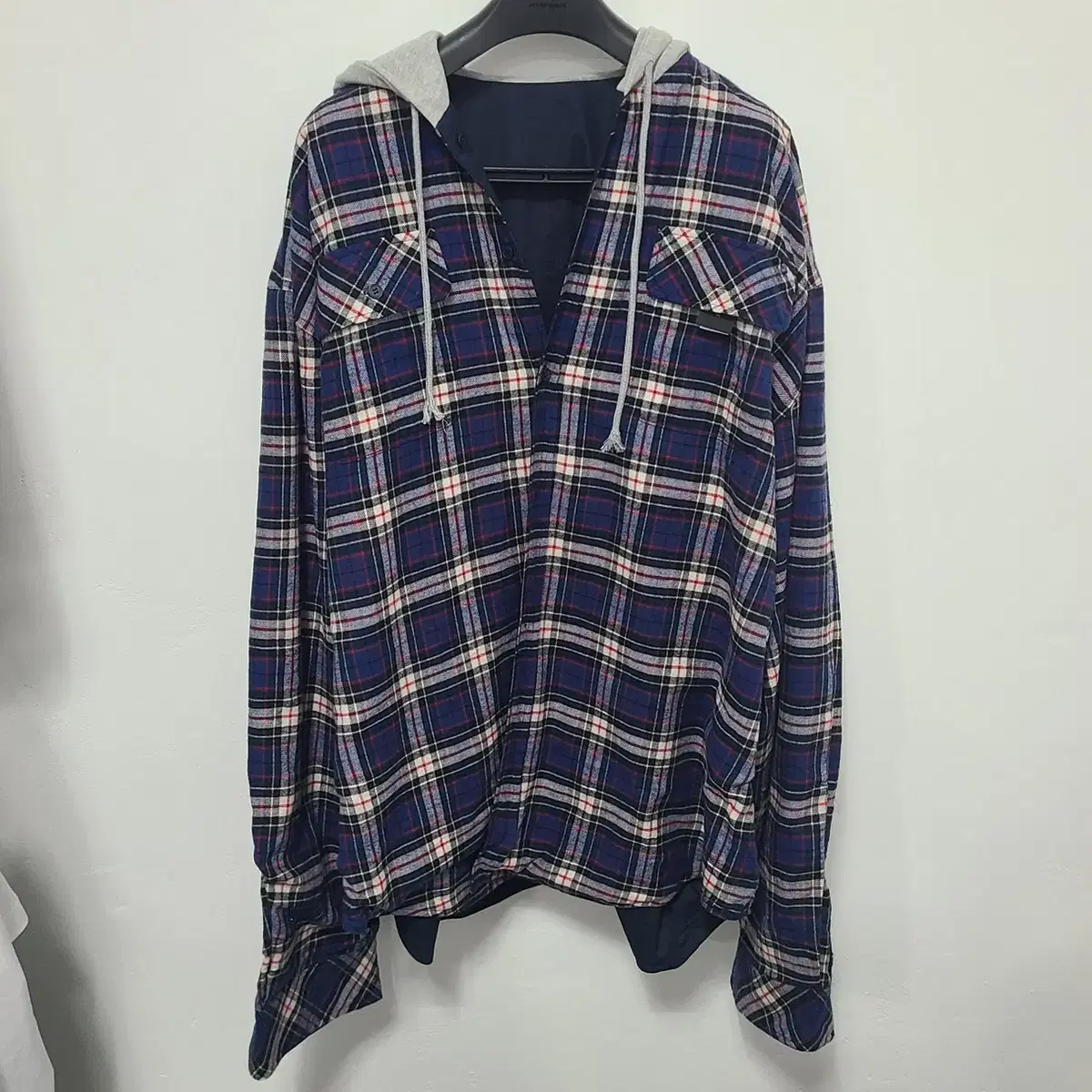 [1] Project G/R Projectgr Reversible Hooded Check Shirt Navy