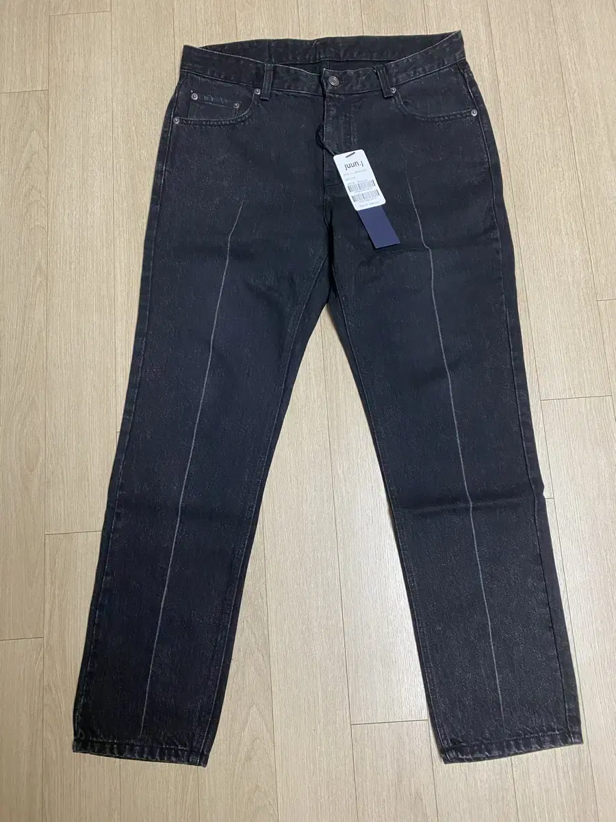 Junji Line Wash Slim Black Denim Pants Size 48