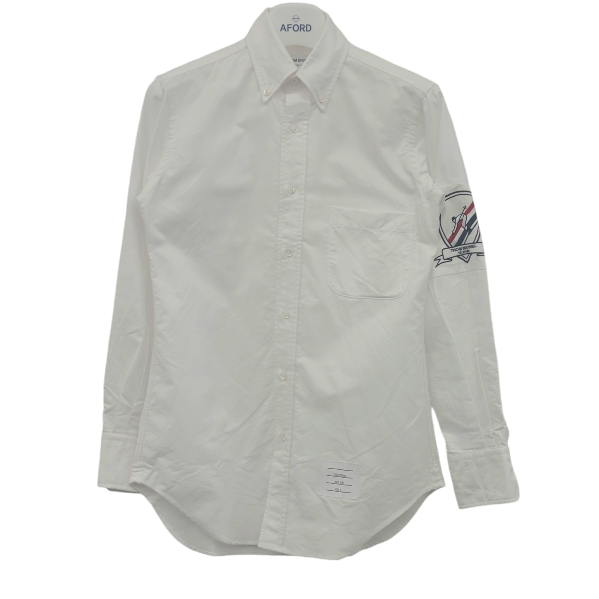 [0] Unused Thom Browne Oxford Ski Embroidered Armband Shirt THA112002