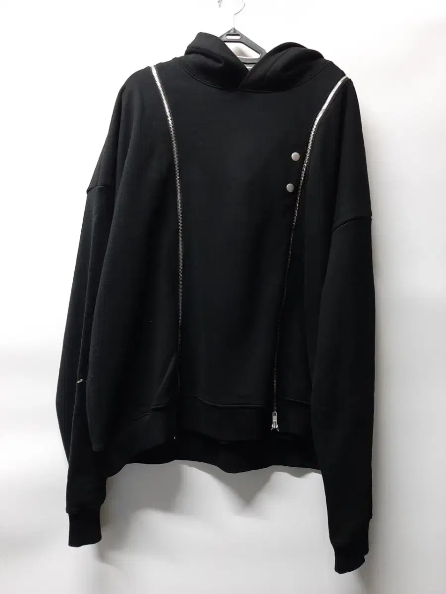 (L) Eswai hooded zip-up front double-zip hoodie