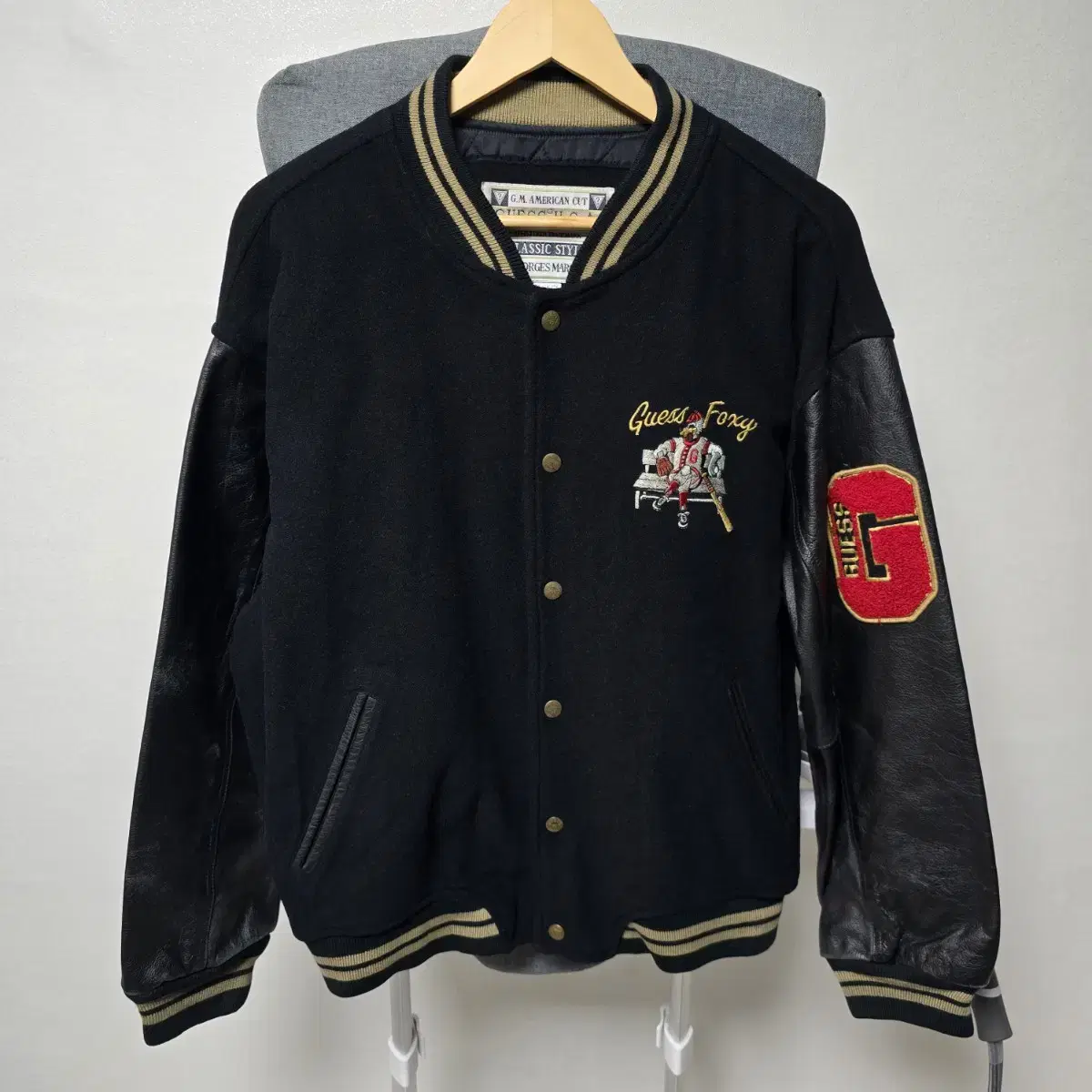 GUESS Varsity jacket in 100% cowhide leather