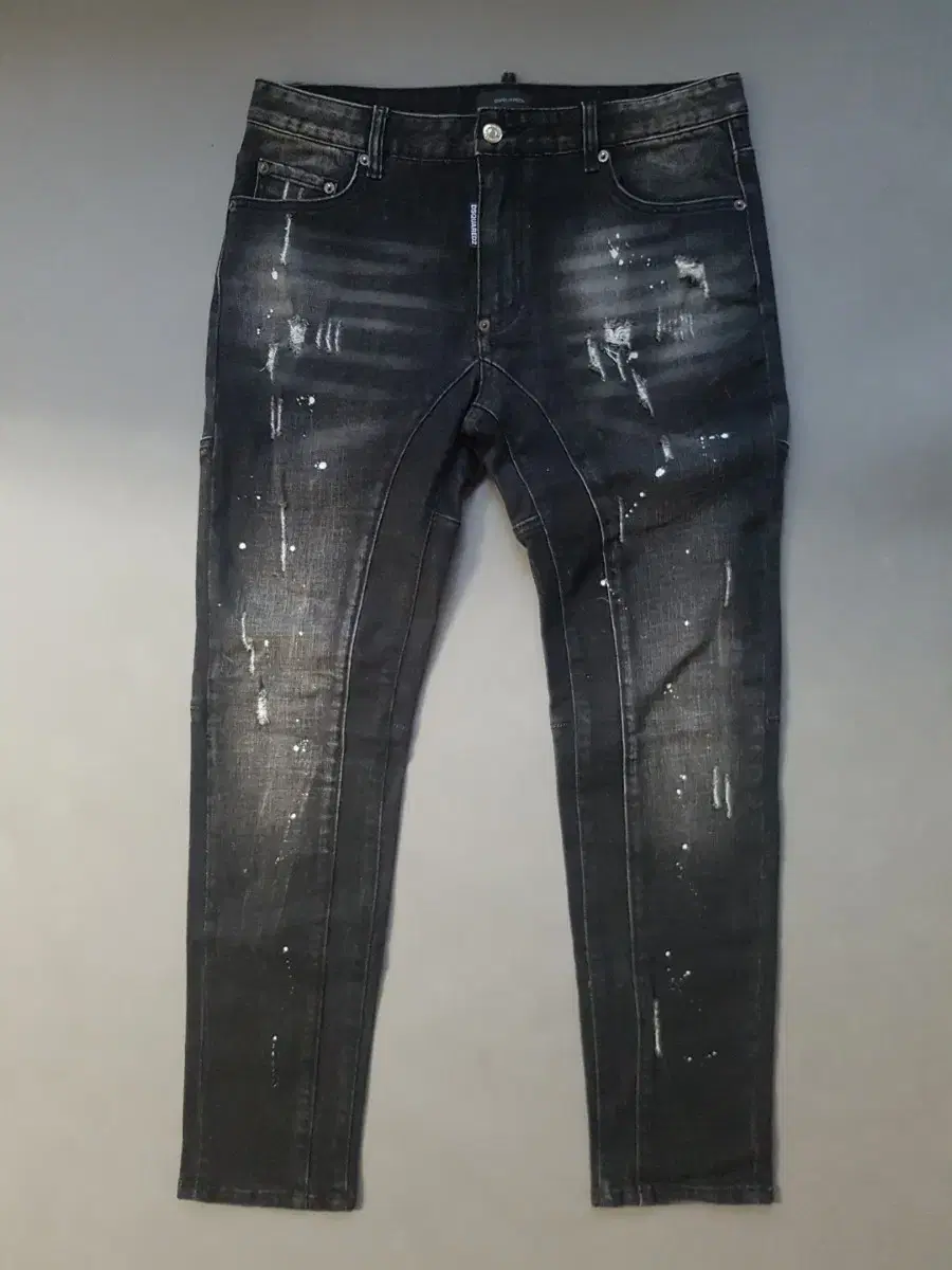 [32] Distressed 2 painted biker black jin jeans 32 33