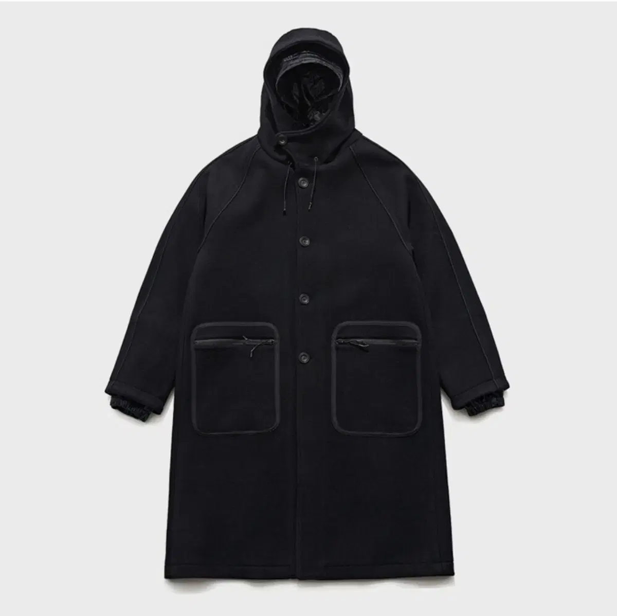 [M] Language Factor Layered Hooded Coat in Black