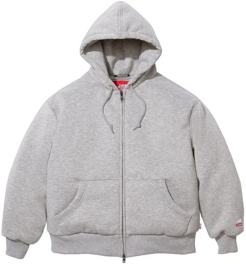 [L] The Supreme North Face Down Hooded Zip-up Gray