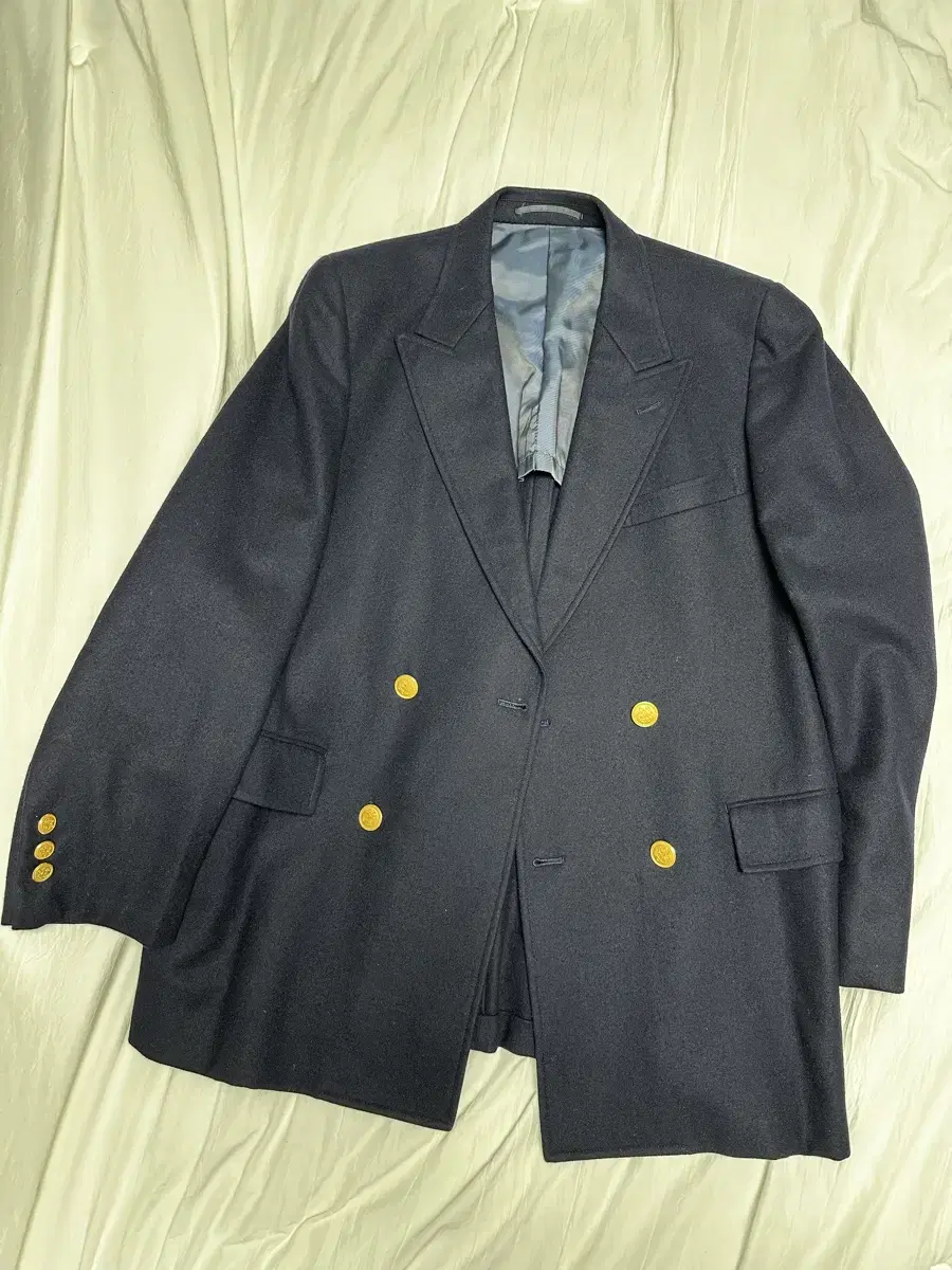 J PRESS Navy double-breasted jacket with keum