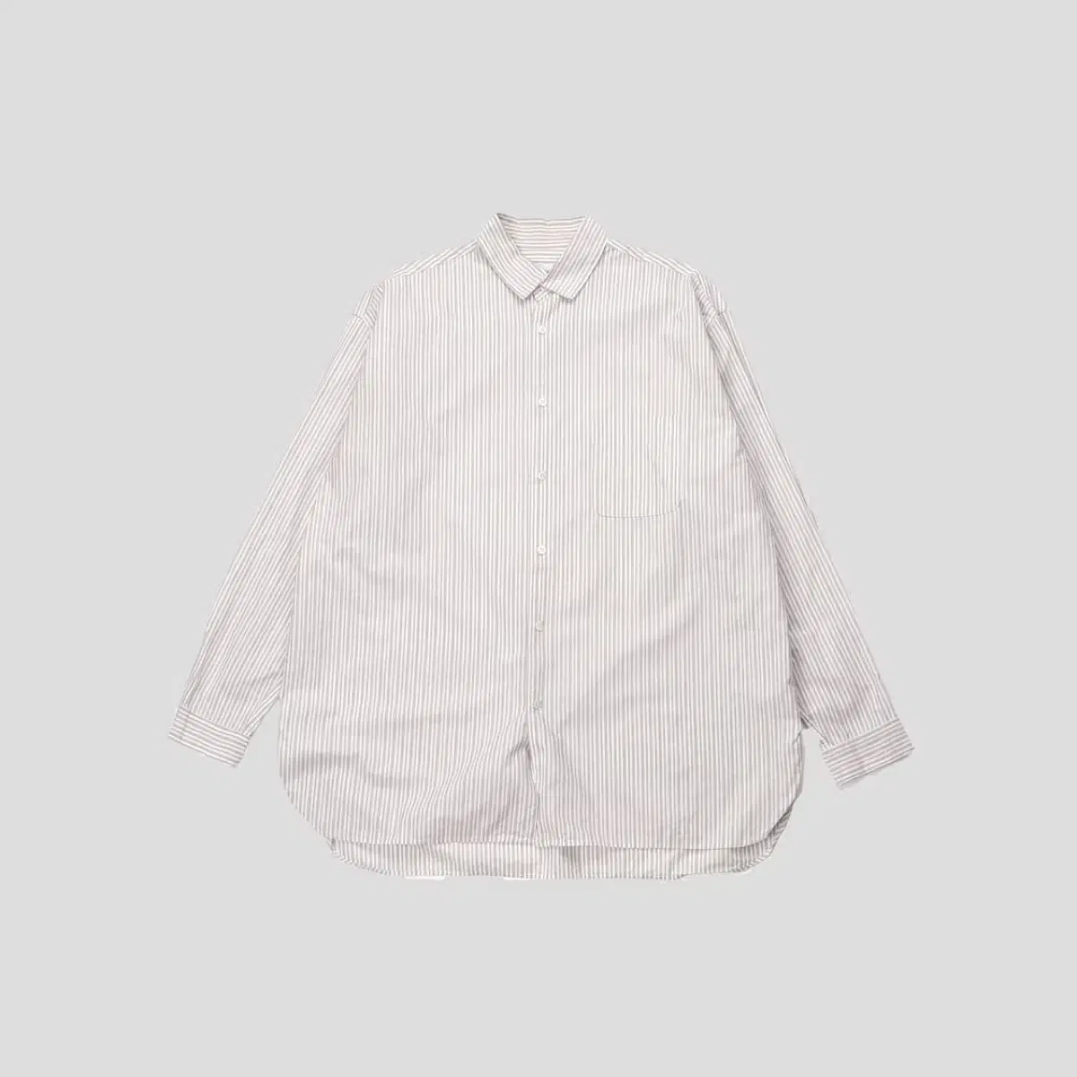 markaware Wide kara Shirt Navy Brown Stripe