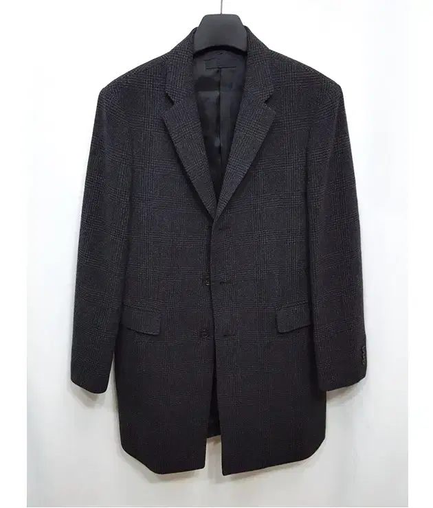 Uniqlo Men's Wool and cashmere checked coat dark gray L