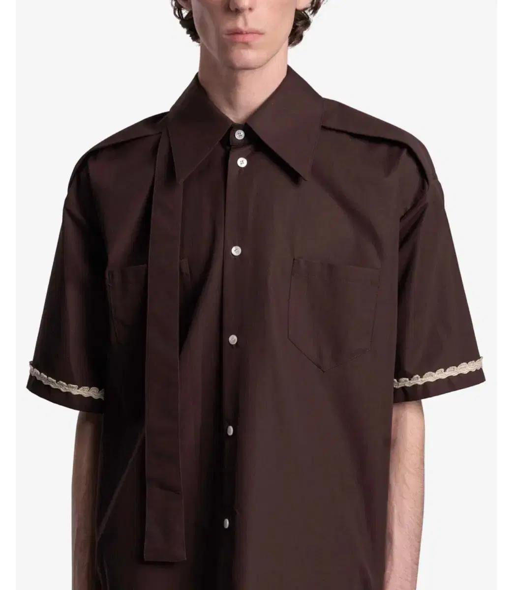 Namacheko SEBER Sleeve Embroidered Poplin Shirt Brown S