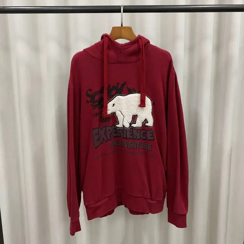 JEEP JEEP White Bear Burgundy Casual Hoodie 100 A07384