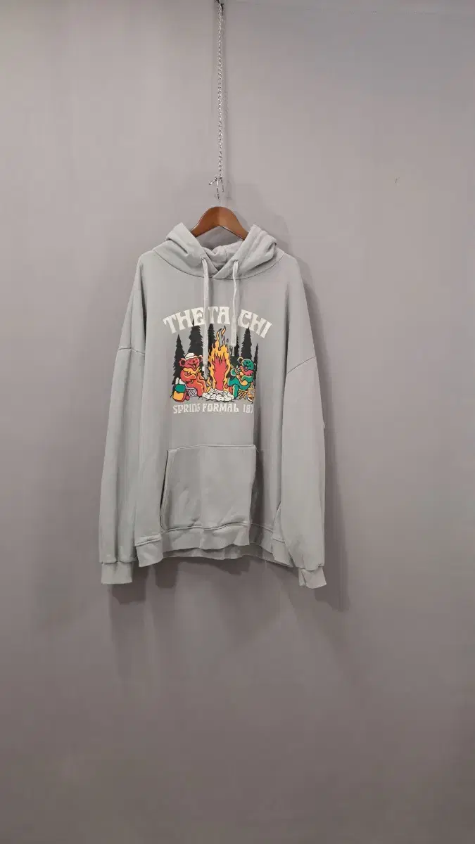 KIRIN Lettered khaki and gray hoodie