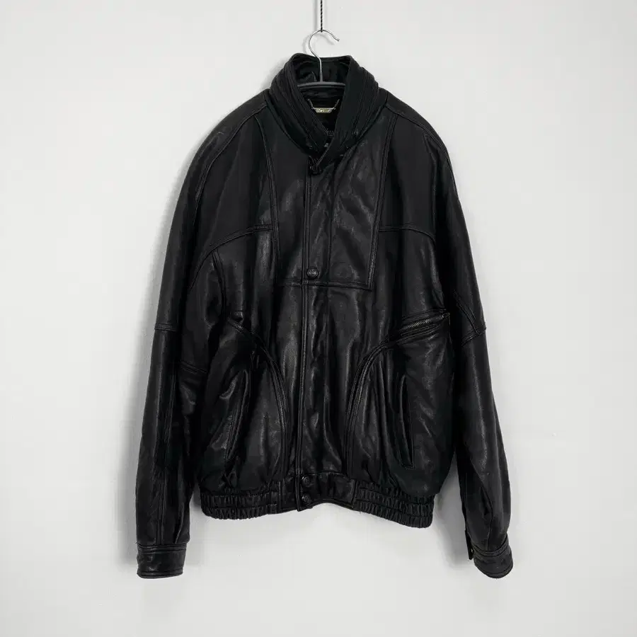 vintage sheepskin leather bomber jacket