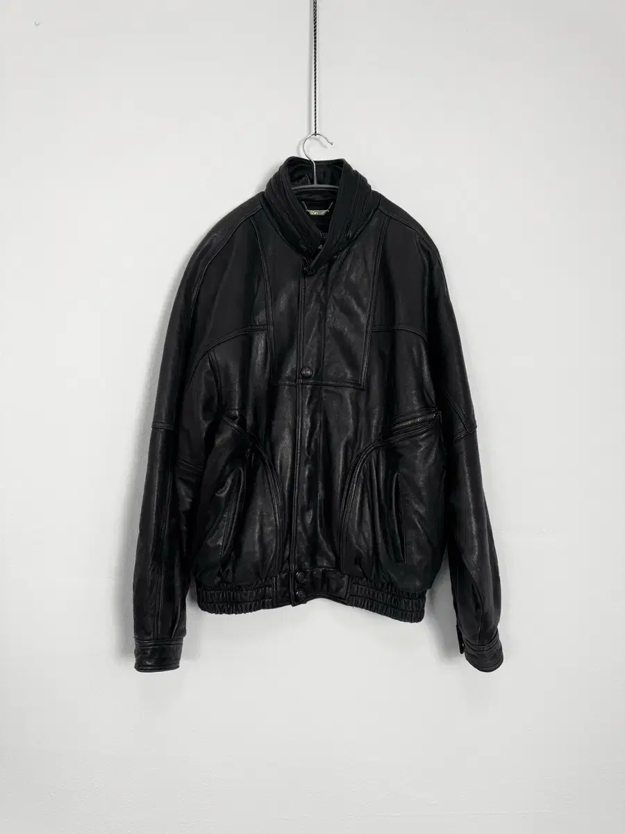 vintage sheepskin leather bomber jacket