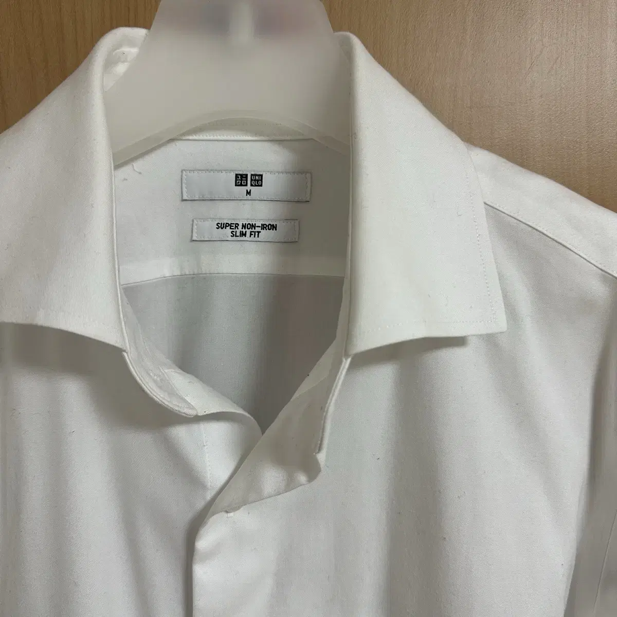 (100)Uniqlo Wide kara Super Non-Iron Shirt White