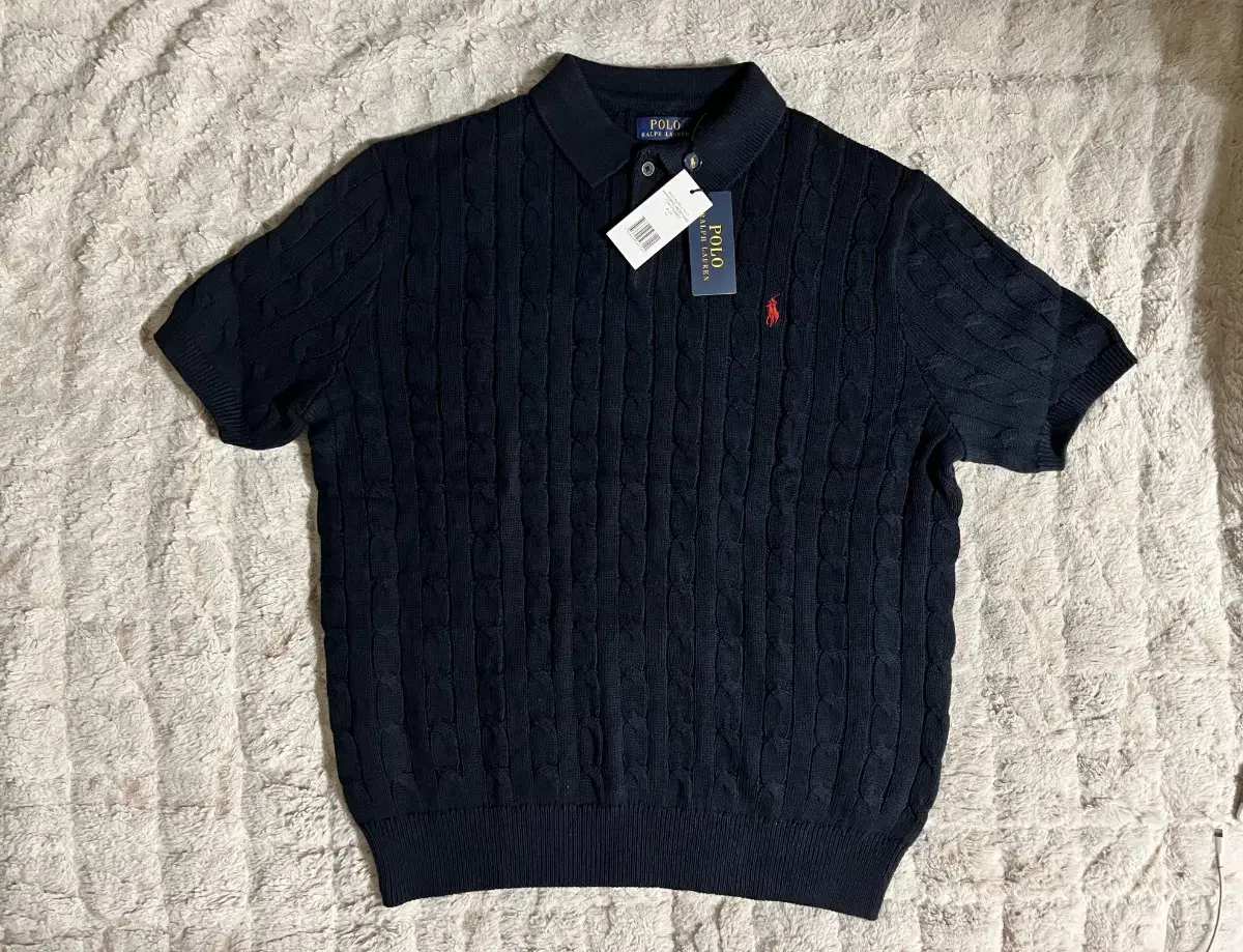 Polo Ralph LaurenCable short-sleeved knit karati navyColor navySize XL