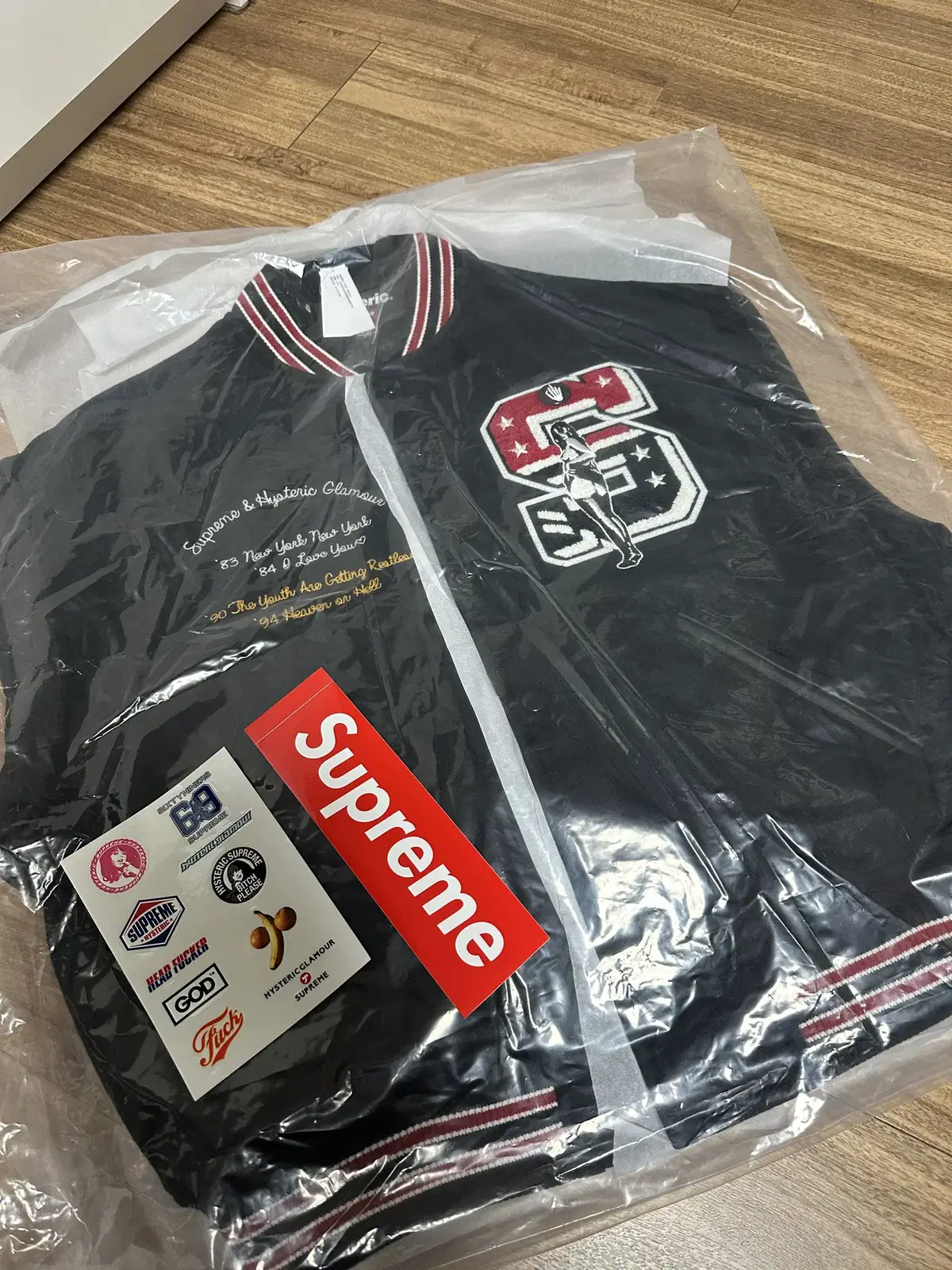 [M] Supreme Hysterical Glamour Varsity Jacket Black