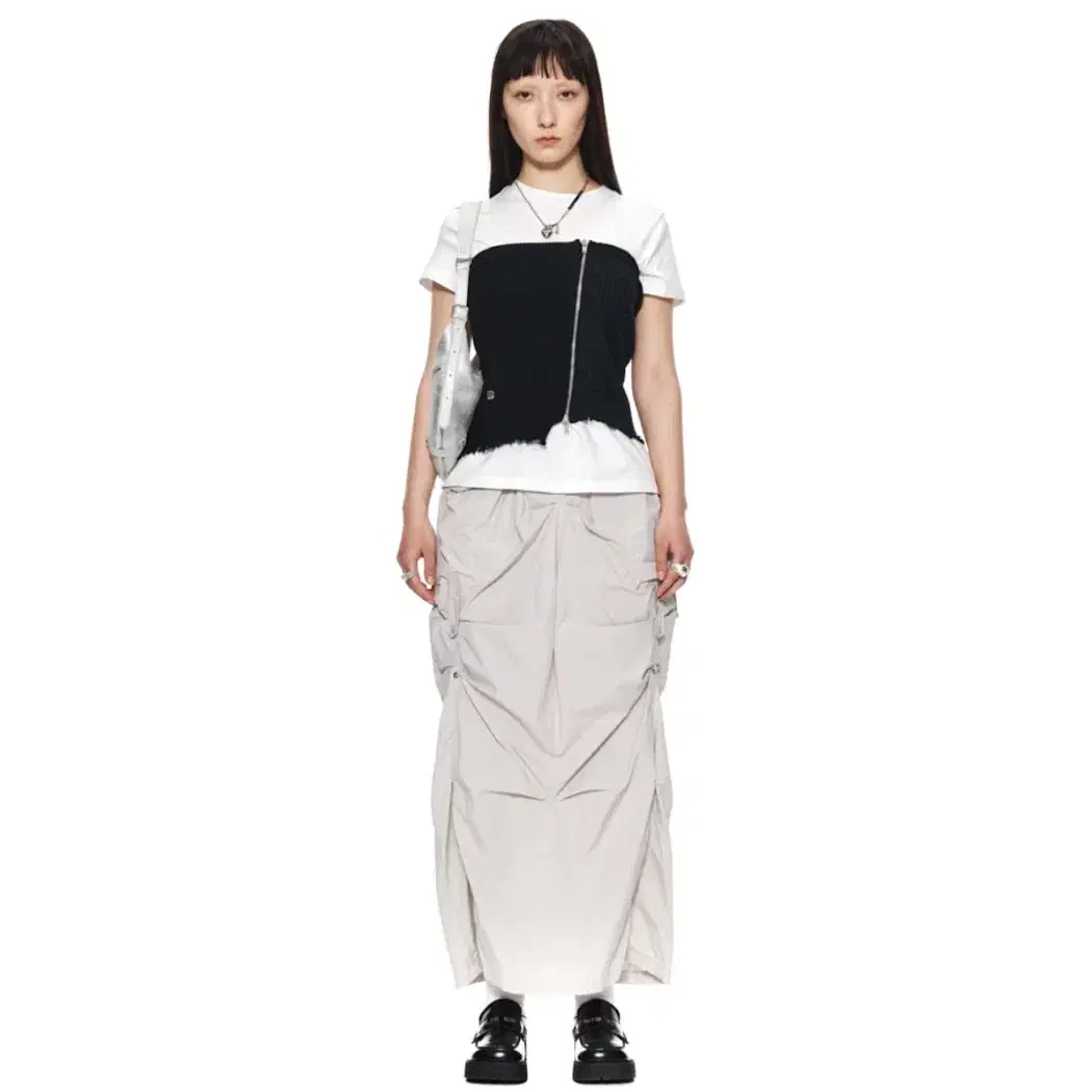 마뗑킴 HYBRID SHIRRING MAXI SKIRT