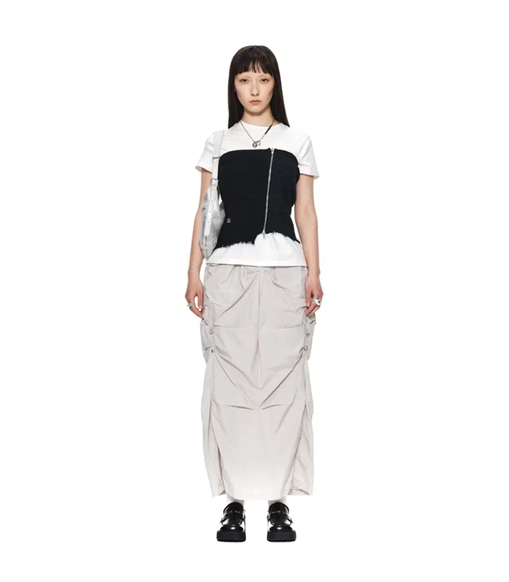 마뗑킴 HYBRID SHIRRING MAXI SKIRT