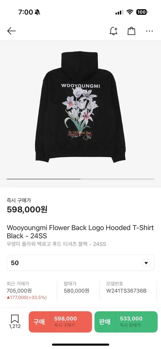 Wooyoung Mi Flower Back Logo Hoodie Black