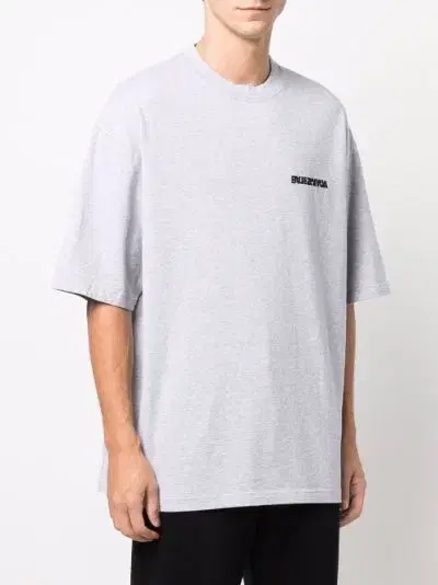 [S] Balenciaga Logo Embroidered Short Sleeve Heather Gray