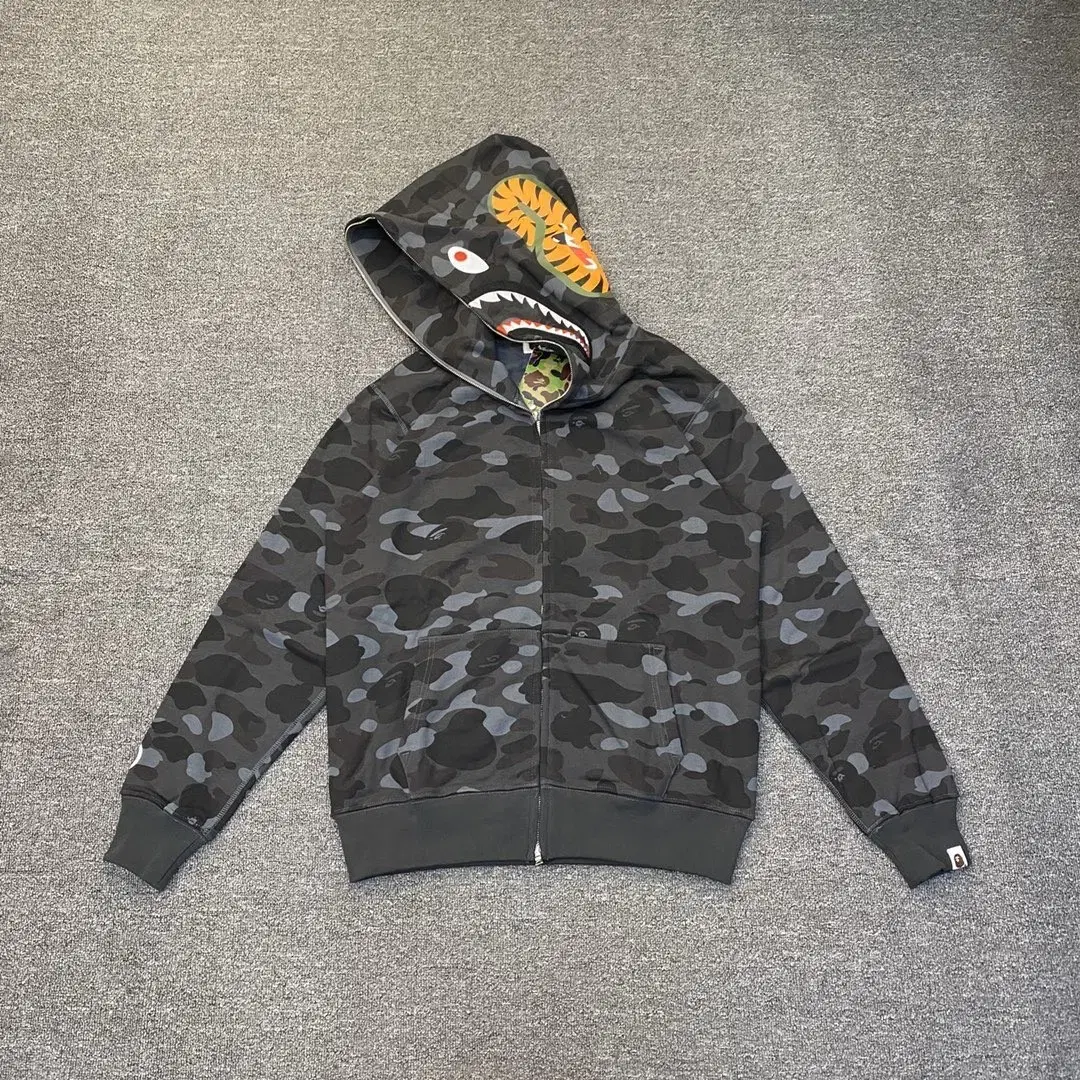 Bape 1st camo shark fu 후드 지퍼 맨투맨