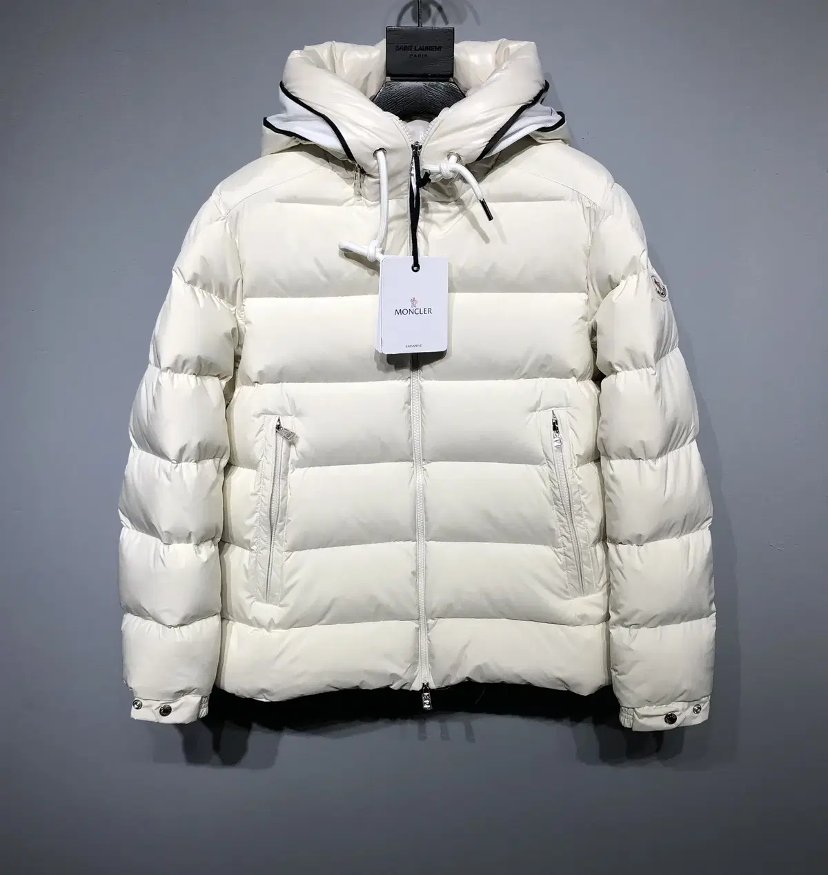 Moncler Winter Nylon White Hooded Jacket Coat Padded