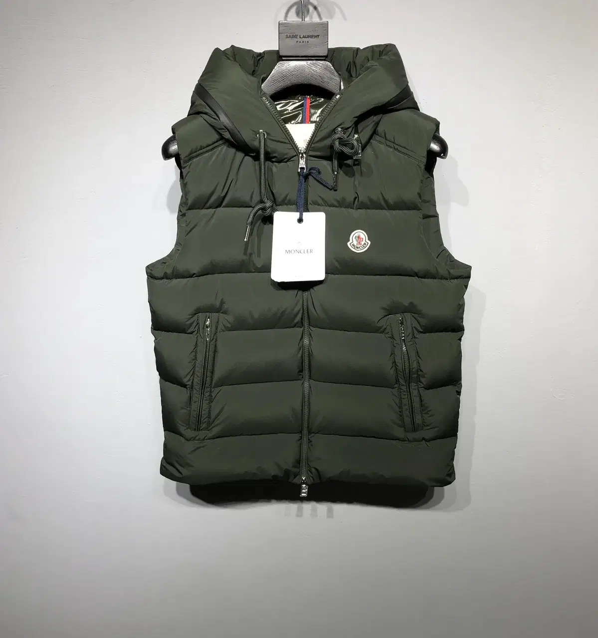 Moncler Tech Hooded Down Vest Padded Jo Green