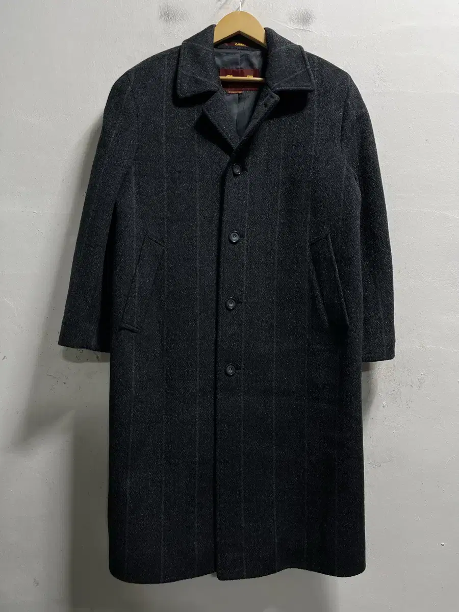 100-105 BANDO GRANT Old School Wool Loose Fit Long Coat Genuine