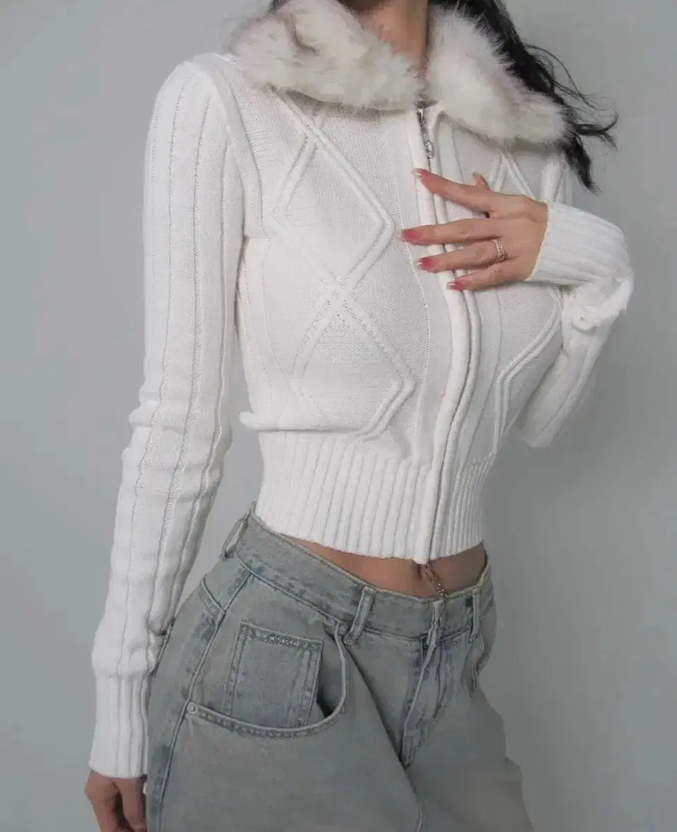 페일제이드 퍼지니트집업 Collar Fuzzy Knit Zip-Up