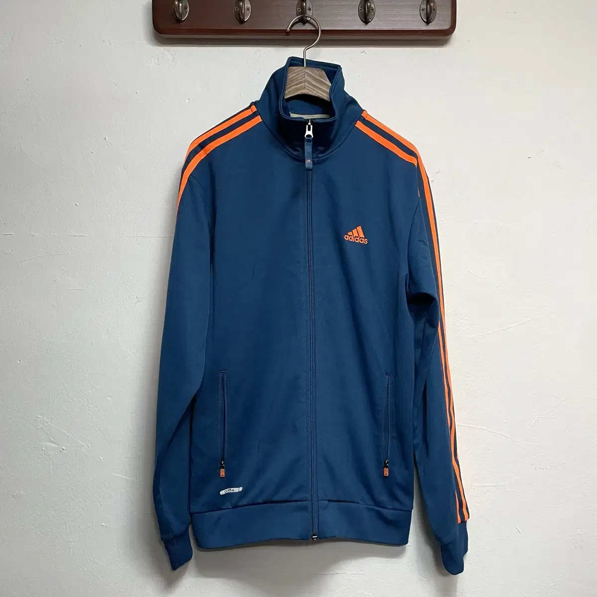 Adidas Orange Embroidered Three Stripe Jersey Jacket