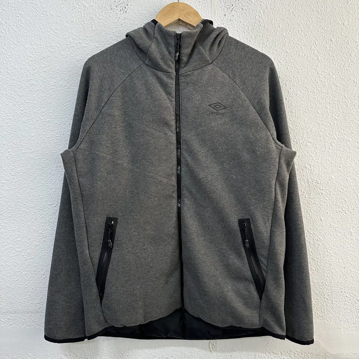 [L] Umbrella lined padded tech hoodie zip up charcoal 0642