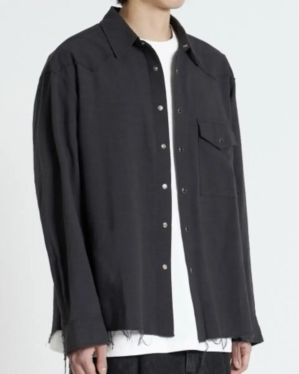 [M]Youth Cut-off Western Shirt Black