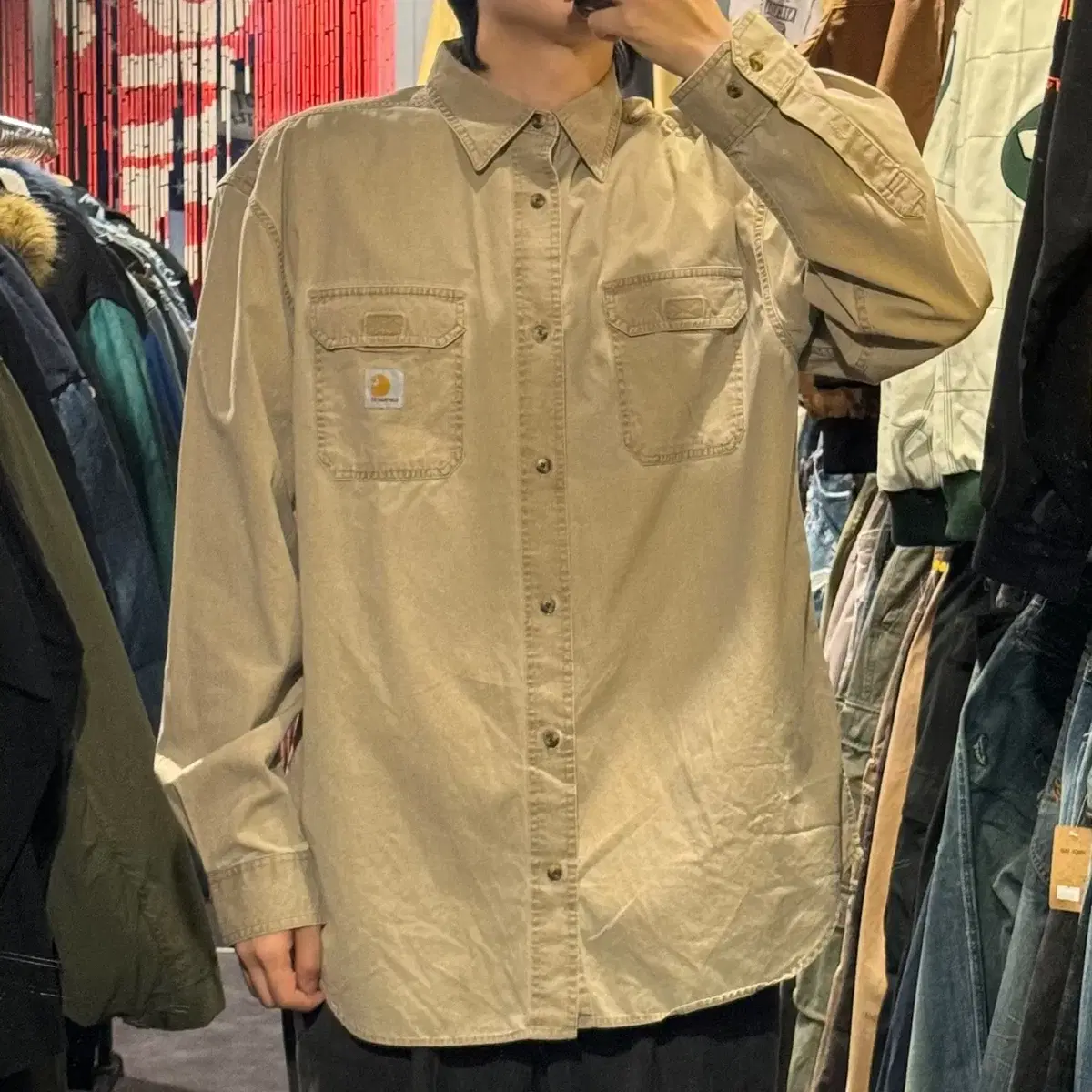 [IM] Calhart Beige Two-Pocket Long Sleeve Shirt