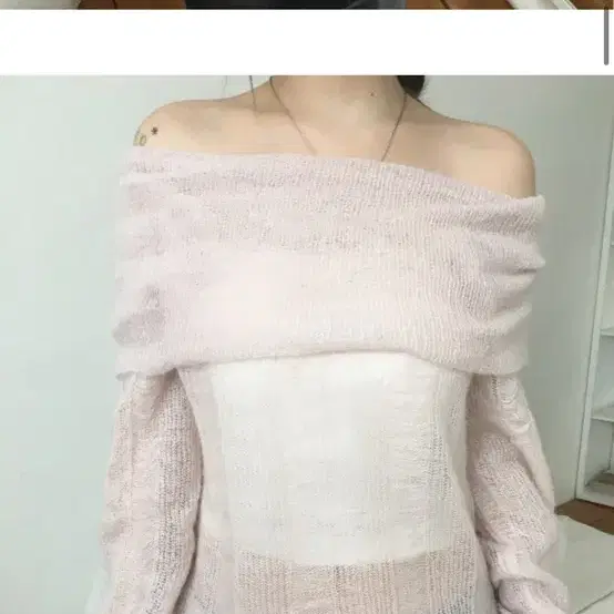 아워캐비닛 lovely mohair off knit 핑크