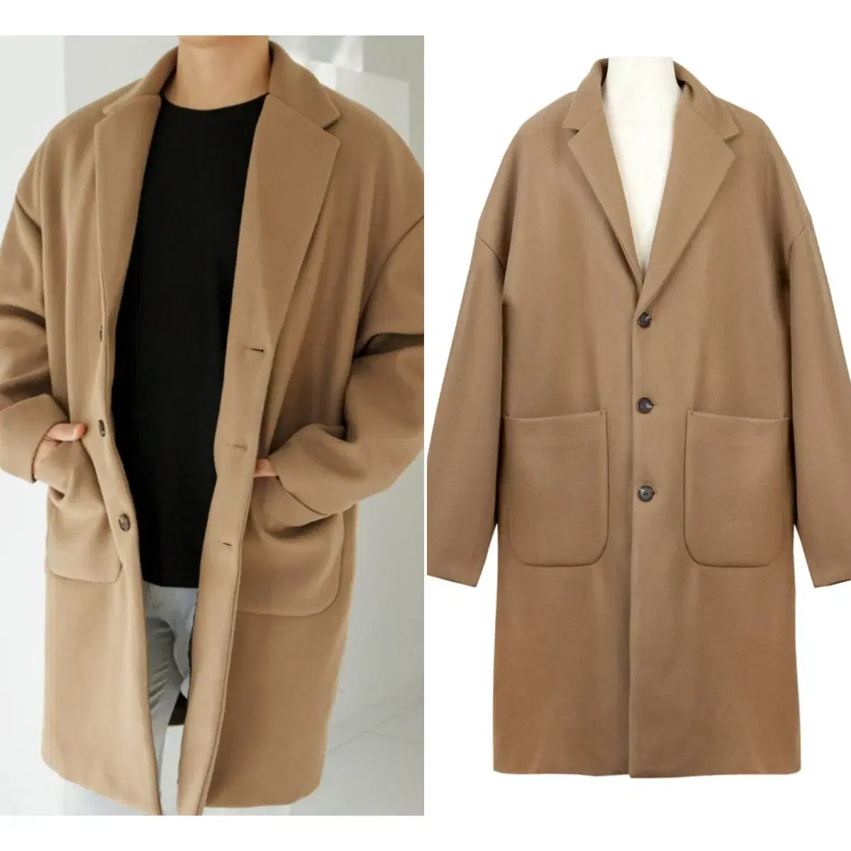 3XL-4XL Big size loose fitting wool coat beige new