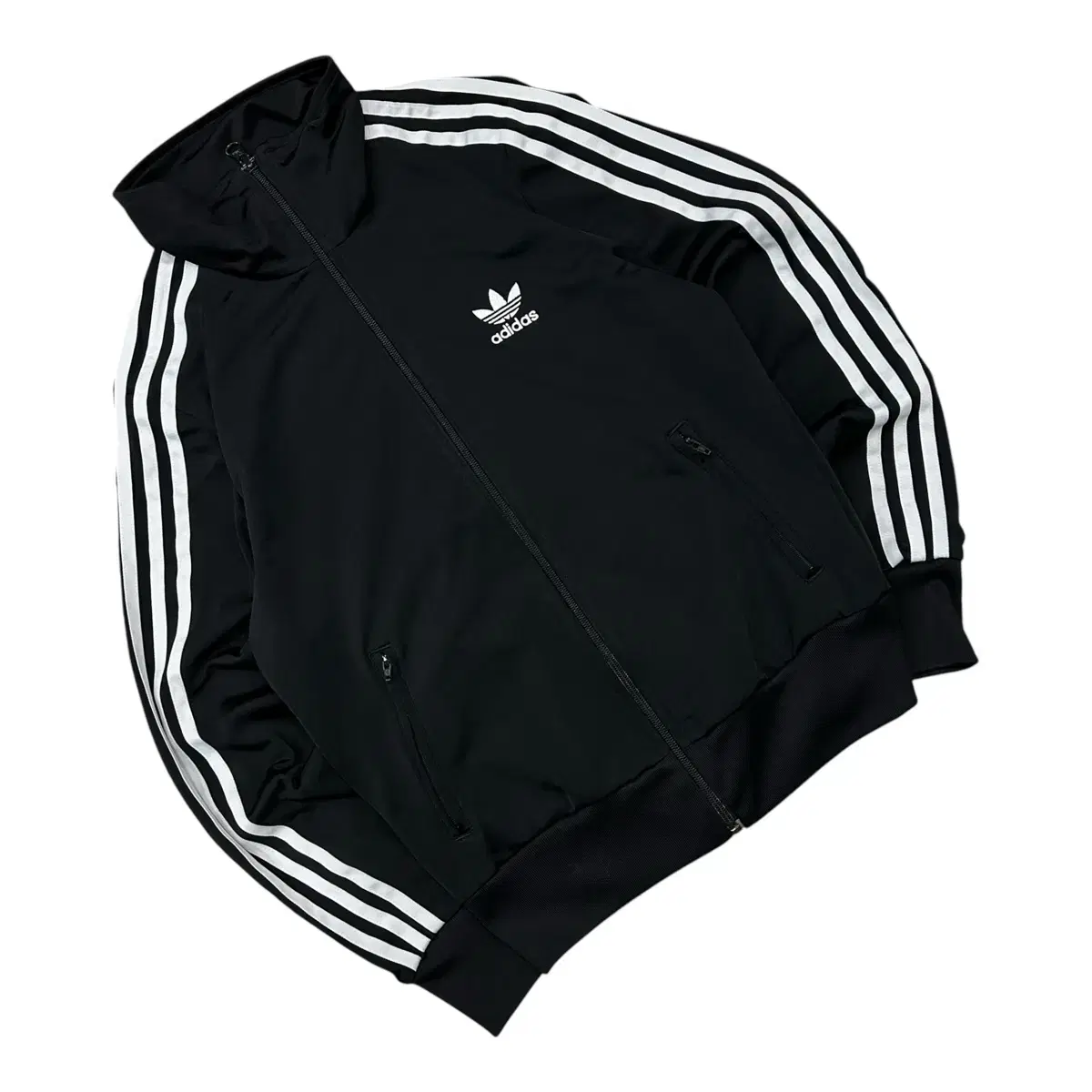 [95] Adidas Firebird Big Logo Jersey Zip Up Black