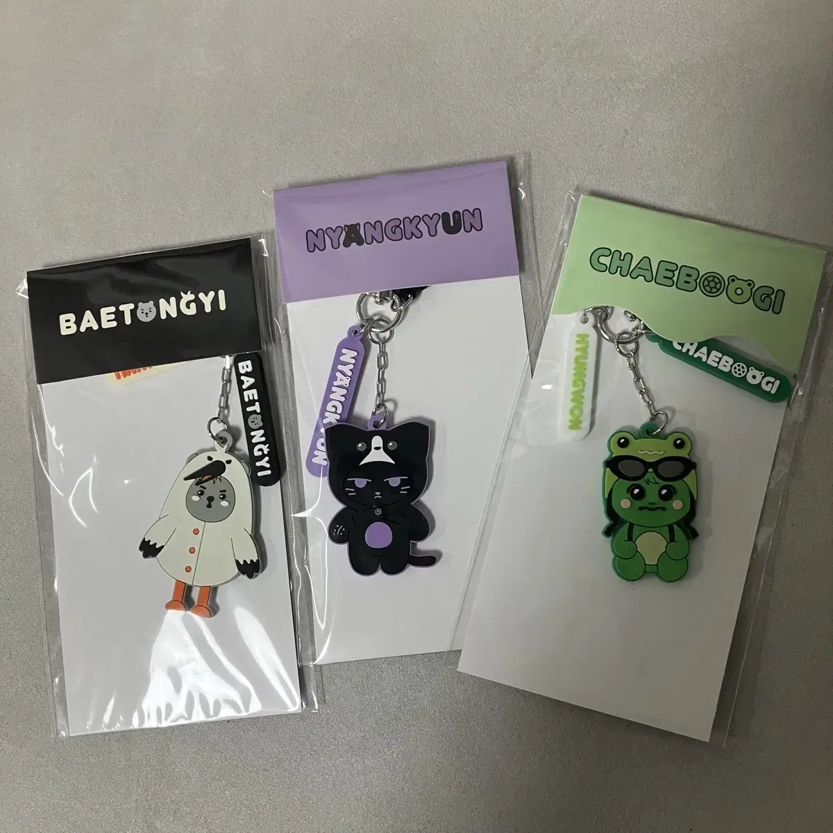 Monsta x characters md keyring (Bae Tong, Chae Boogi, Nyang Gyun) Cost WTS