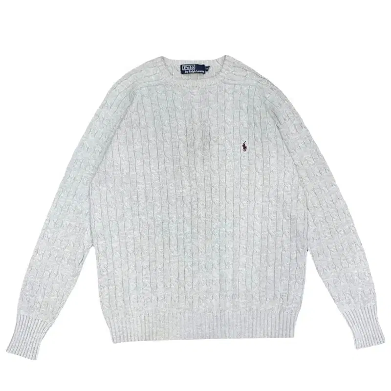 Polo gray 100% cotton pretzel knit