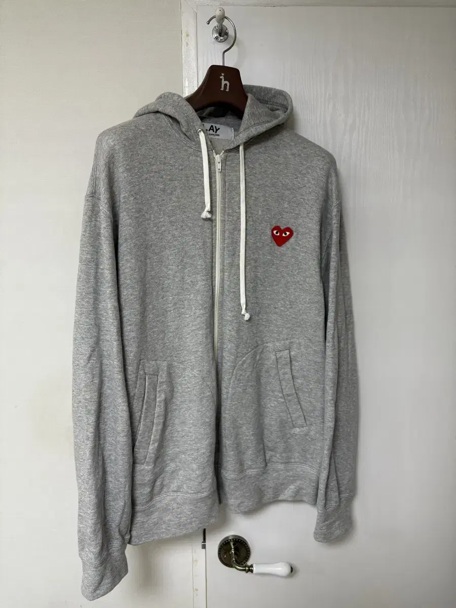 Comme des Plays Comme des Garçons Song Heart Hooded Zip Up Grey XXL