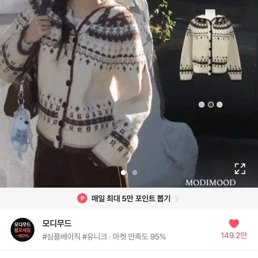 노르딕 후드 니트가디건 모디무드 새상품 에이블리