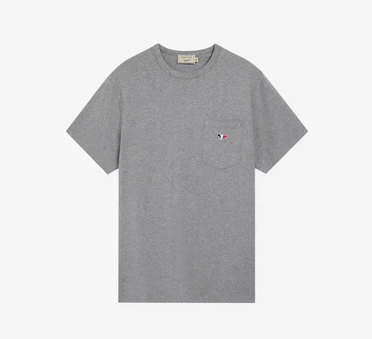 Maison Kitsune Tri-color Fox Patch Classic Pocket T-shirt Gray Melange S