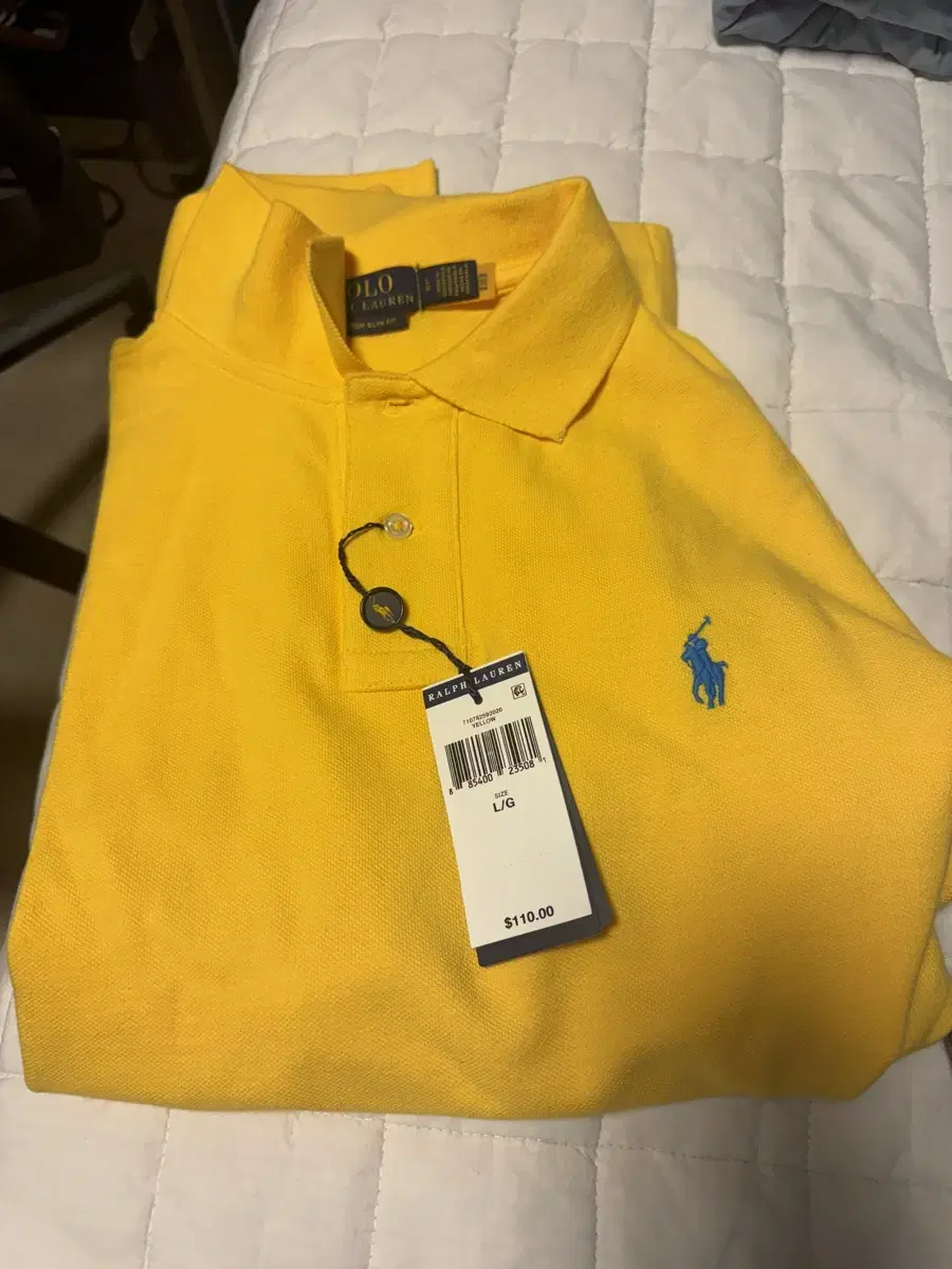 Polo custom slim fit L new yellow short sleeve piketty