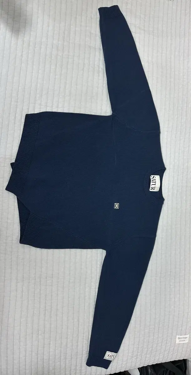 Satur Unbalance Cashmere Knit Navy Large