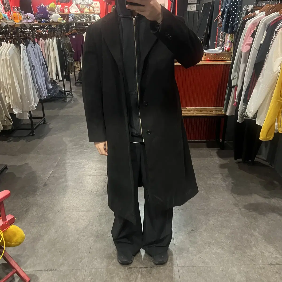 (end368) Vintage Single Long Coat Black