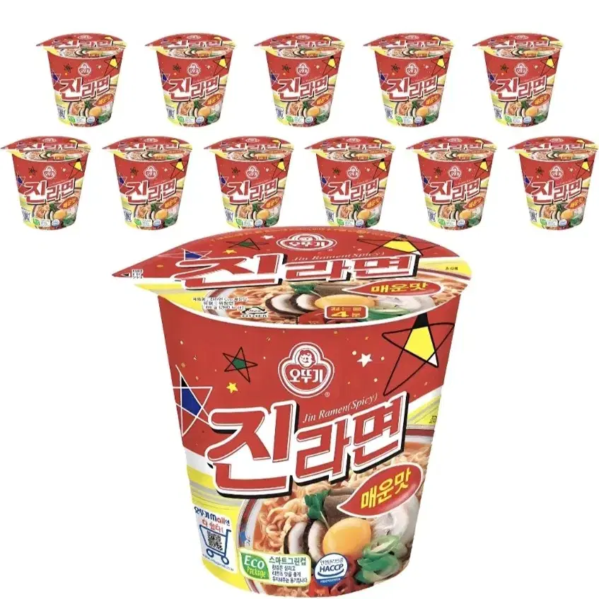 오뚜기 진라면 미니 컵라면 매운맛 65g 12개 무료배송 진라면컵 라면